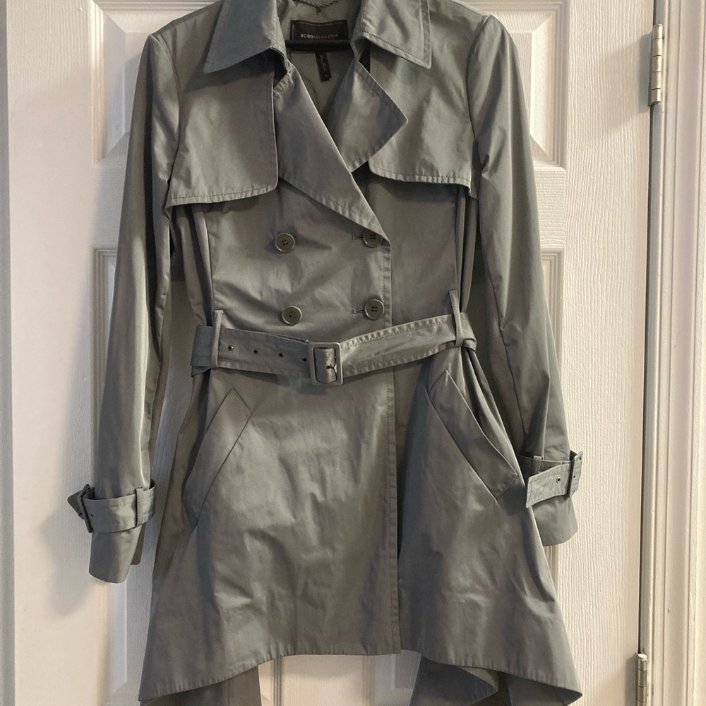 BCBGMaxAzria Ophelia dark Gray Ruffled Trench Coat